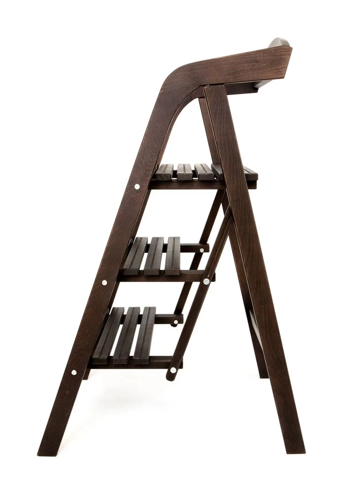 Стремянка-стул деревянная с широкими ступенями Hoz-Block Микки-Трон 3 ступени Венге (арт. СДМТС-3В) от магазина ЛесКонПром.ру